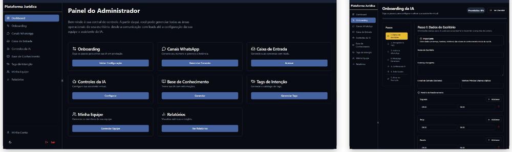 Tela da plataforma jurídica com IA (dados sensíveis ocultados)